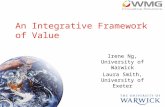 An Integrative Framework of Value Irene Ng, University of Warwick Laura Smith, University of Exeter.