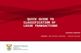 QUICK GUIDE TO CLASSIFICATION OF LEASE TRANSACTIONS NATIONAL TREASURY Presenter: SCOA Technical Committee| National Treasury|