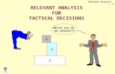 Relevant Analysis - 1 RELEVANT ANALYSIS FOR TACTICAL DECISIONS X Y Z Which one do we choose???