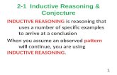 1 2-1 Inductive Reasoning & Conjecture INDUCTIVE REASONING is reasoning that uses a number of specific examples to arrive at a conclusion When you assume.