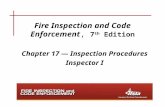Fire Inspection and Code Enforcement, 7 th Edition Chapter 17 — Inspection Procedures Inspector I.