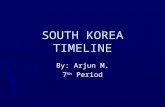SOUTH KOREA TIMELINE By: Arjun M. 7 th Period. Bibliography ► “Timeline: South Korea.” British Broadcasting Company. BBC News: 2008 ► “Timeline: South.