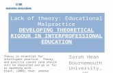 Lack of theory: Educational Malpractice DEVELOPING THEORETICAL RIGOUR IN INTERPROFESSIONAL EDUCATION Sarah Hean Bournemouth University, UK Sarah Hean Bournemouth.