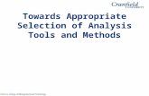 Towards Appropriate Selection of Analysis Tools and Methods.