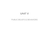 UNIT V PUBLIC BELIEFS & BEHAVIORS. II. Political Beliefs and Behavior……………….10-20% A.Beliefs that citizens hold about their government and its leaders.