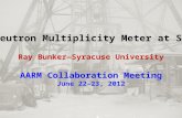 The Neutron Multiplicity Meter at Soudan Ray Bunker—Syracuse University AARM Collaboration Meeting June 22–23, 2012.