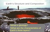 Earth’s Structure and Composition What is geology? What are the characteristics of Earth’s three layers?