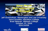 How Much Infrastructure Is Enough? Jeff Overholtzer, Washington and Lee University Dave Smallen, Hamilton College Brad Weaver, Wabash College October 12,