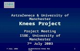 7 July, 2003 AZ/Manchester Knees Meeting 1 AstraZeneca & University of Manchester Knees Project Project Meeting ISBE, University of Manchester 7 th July.