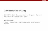 Carnegie Mellon Internetworking 15-213/18-213: Introduction to Computer Systems 20 th Lecture, March 31st, 2015 Instructors: Franz Franchetti, Seth Goldstein,