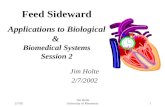 Jim Holte University of Minnesota12/7/02 Feed Sideward Applications to Biological & Biomedical Systems Session 2 Jim Holte 2/7/2002.