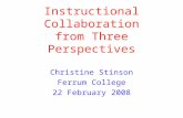 Instructional Collaboration from Three Perspectives Christine Stinson Ferrum College 22 February 2008.