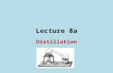 Lecture 8a Distillation. Introduction What is distillation? A distillation is the process that includes the vaporizing a liquid from a pot and the subsequent.