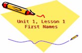 Unit 1, Lesson 1 First Names. Three Day Lab Lesson This lesson is a lab. We will explore the length of our names and create a class data table and graph.