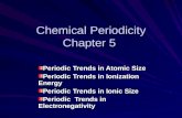 Chemical Periodicity Chapter 5 Periodic Trends in Atomic Size Periodic Trends in Ionization Energy Periodic Trends in Ionic Size Periodic Trends in Electronegativity.