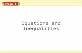 Linear Inequalities and Interval Notation Section 1.5 Equations and Inequalities.
