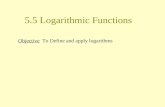 5.5 Logarithmic Functions Objective To Define and apply logarithms