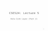 1 CSE524: Lecture 5 Data-link Layer (Part 2). 2 Administrative Reading assignment –Chapter 5.5-5.11 –Due Wednesday, Oct. 8 Homework #2 –Due Monday, Oct.