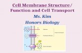 Cell Membrane Structure/ Function and Cell Transport Ms. Kim Honors Biology