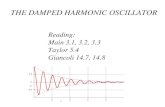 Reading: Main 3.1, 3.2, 3.3 Taylor 5.4 Giancoli 14.7, 14.8 THE DAMPED HARMONIC OSCILLATOR.