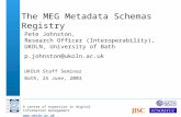A centre of expertise in digital information management  The MEG Metadata Schemas Registry Pete Johnston, Research Officer (Interoperability),