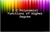 2-2 Polynomial Functions of Higher Degree. Polynomial The polynomial is written in standard form when the values of the exponents are in “descending order”.