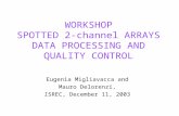 WORKSHOP SPOTTED 2-channel ARRAYS DATA PROCESSING AND QUALITY CONTROL Eugenia Migliavacca and Mauro Delorenzi, ISREC, December 11, 2003.
