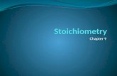 Chapter 9. Stoichiometry – Chapter 9 Stoichiometry is the study of the quantities of materials consumed and produced in chemical reactions. What do you.