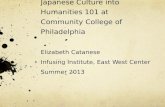 Infusing Chinese and Japanese Culture into Humanities 101 at Community College of Philadelphia Elizabeth Catanese Infusing Institute, East West Center.