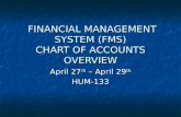 FINANCIAL MANAGEMENT SYSTEM (FMS) CHART OF ACCOUNTS OVERVIEW FINANCIAL MANAGEMENT SYSTEM (FMS) CHART OF ACCOUNTS OVERVIEW April 27 th – April 29 th HUM-133.