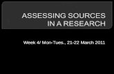 Week 4/ Mon-Tues., 21-22 March 2011. - PRIMARY SOUCES VS SECONDARY SOURCES - TERTIARY SOURCES - RESEARCH VS REVIEW ARTICLES.