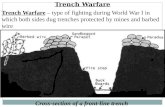 Trench WarfareTrench Warfare – type of fighting during World War I in which both sides dug trenches protected by mines and barbed wire Trench Warfare.