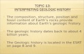 The composition, structure, position and fossil content of Earth’s rocks provide information about Earth’s geologic history.  The geologic history dates.