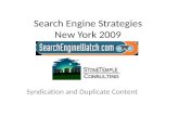 Search Engine Strategies New York 2009 Syndication and Duplicate Content.