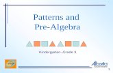 Patterns and Pre-Algebra Kindergarten–Grade 3 1. Why Teach Patterns and Pre-Algebra? Simple Patterns Are Everywhere There Are Different Types of Patterns—Numerical/Non-numerical.