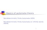 1 Basics of automata theory Nondeterministic Finite Automata (NFA) Nondeterministic Finite Automata on infinite words (NFW)