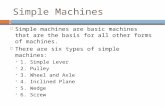 Simple Machines  Simple machines are basic machines that are the basis for all other forms of machines.  There are six types of simple machines:  1.