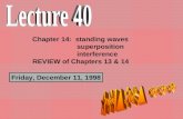 Friday, December 11, 1998 Chapter 14: standing waves superposition interference REVIEW of Chapters 13 & 14.