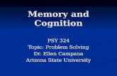 Memory and Cognition PSY 324 Topic: Problem Solving Dr. Ellen Campana Arizona State University.