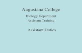 Augustana College Biology Department Assistant Training Assistant Duties.