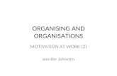 ORGANISING AND ORGANISATIONS MOTIVATION AT WORK (2) Jennifer Johnston.