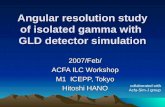 Angular resolution study of isolated gamma with GLD detector simulation 2007/Feb/ ACFA ILC Workshop M1 ICEPP, Tokyo Hitoshi HANO collaborated with Acfa-Sim-J.