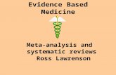 Evidence Based Medicine Meta-analysis and systematic reviews Ross Lawrenson.