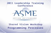 Shared Vision Workshop Programming Processes 2011 Leadership Training Conference.