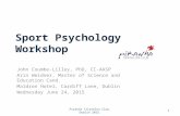 Sport Psychology Workshop John Coumbe-Lilley, PhD, CC-AASP Arin Weidner, Master of Science and Education Cand. Maldron Hotel, Cardiff Lane, Dublin Wednesday.