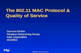 Copyright © 2002 Intel Corporation. The 802.11 MAC Protocol & Quality of Service Duncan Kitchin Wireless Networking Group Intel Corporation 4/4/2003.
