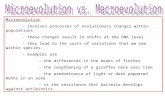 Microevolution - involves processes of evolutionary changes within populations - these changes result in shifts at the DNA level - they lead to the sorts.