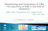 UNDP M&E framework for adaptation, VRA and IAS C. O. Nyandiga and A.F Wittmann Presented at the UNDP CBA- UNV Workshop, August 2-10, Dakar-Senegal.