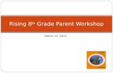 March 15, 2012 Rising 8 th Grade Parent Workshop.