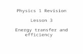 Physics 1 Revision Lesson 3 Energy transfer and efficiency.